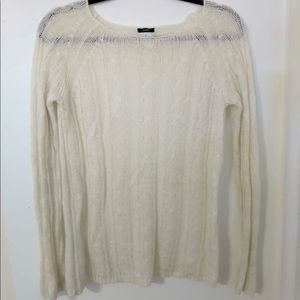 J. Crew cozy white cable knit wool blend sweater